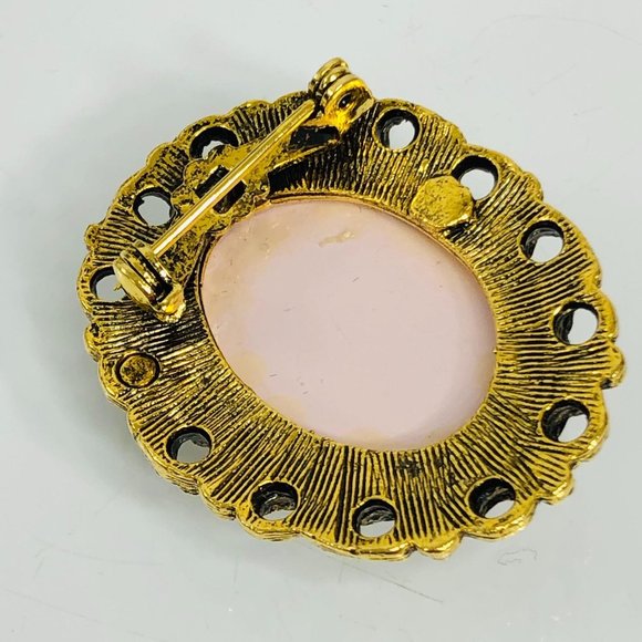 Vintage Bubble Brooch Pressed Flowers Antique Gold - Picture 5 of 9